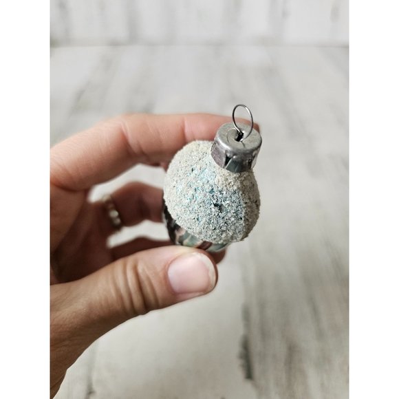 Vintage acorn glass glitter ornament flocked frosted Xmas tree - Picture 9 of 11